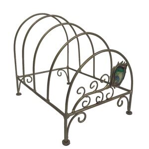 Pier 1 Peacock Feather Metal Dish Stand Holder